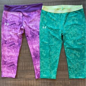Under Armour Youth Heat Gear 3/4 Leg Cropped Workout Leggings Girls Size XL